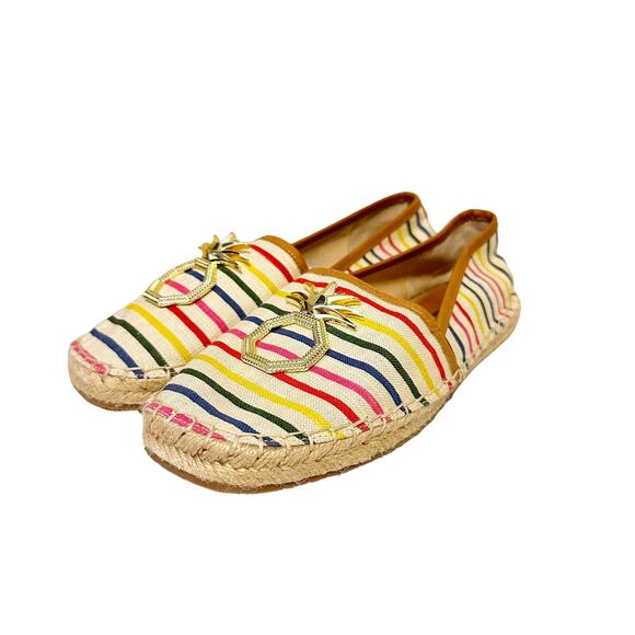 Louise et Cie Espadrille Adige Striped Pineapple Colorful Flat Slip On Shoes 8.5 - Picture 1 of 9